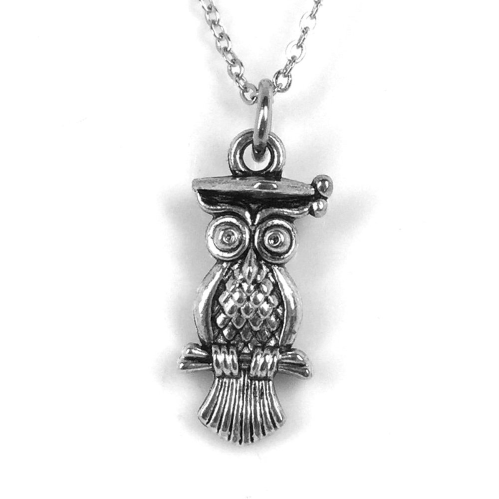 Miniature Graduation Owl Charm Necklace